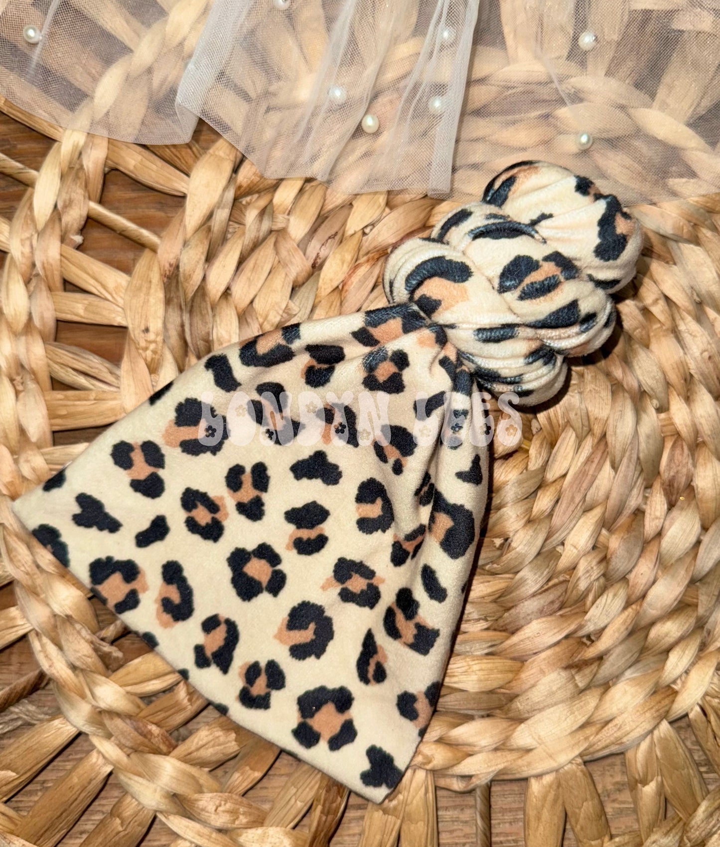 Cream Cheetah velvet bows