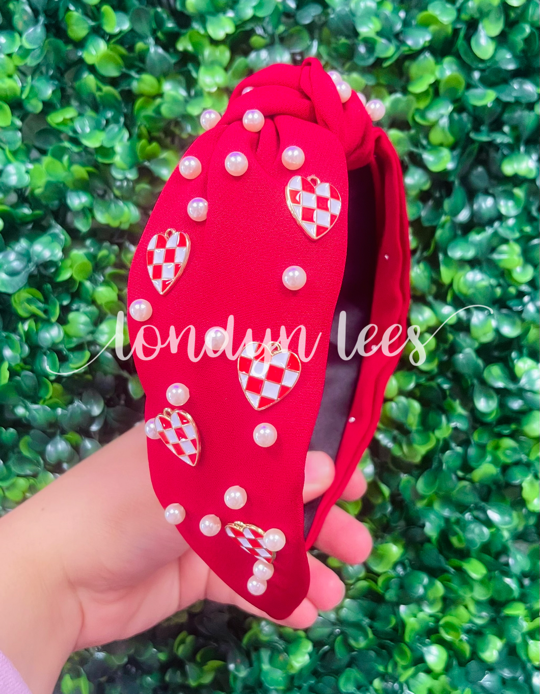 Checker heart headbands