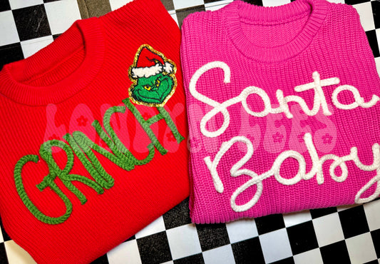 Red knitted sweater