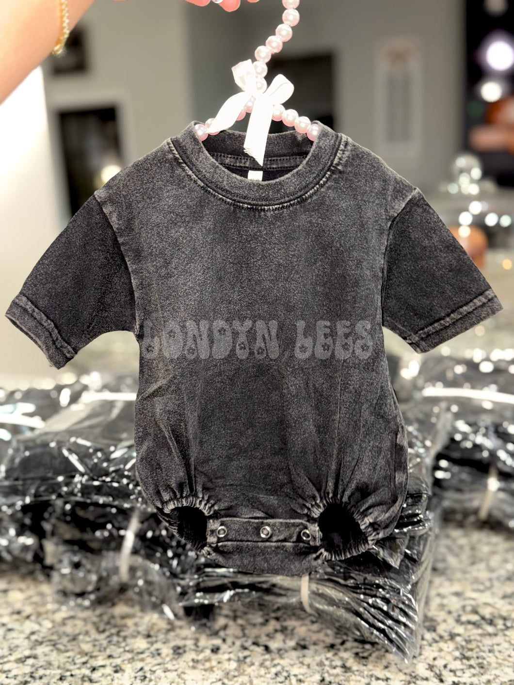 Acid wash bubble rompers