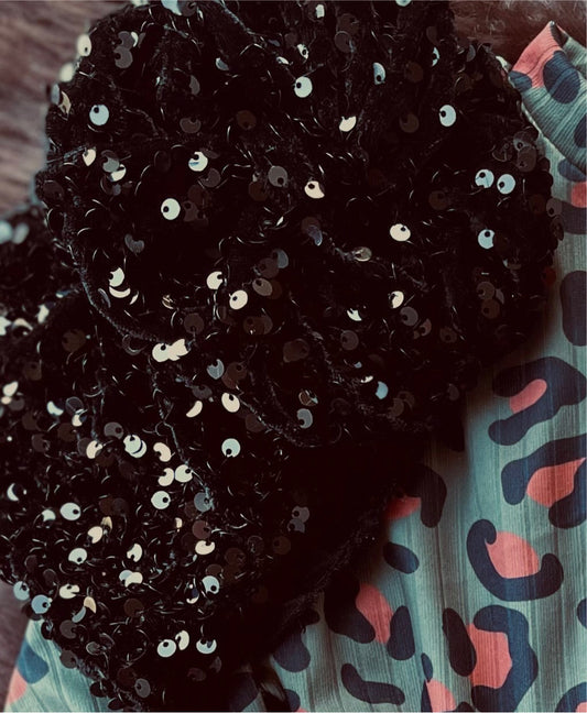 Black sequin bows