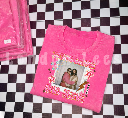 Pink acid wash adult tees