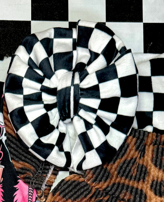 Plush velvet Checkered bows