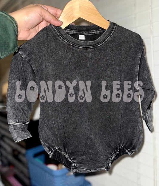 Long sleeve Acid wash bubble rompers NO CODES