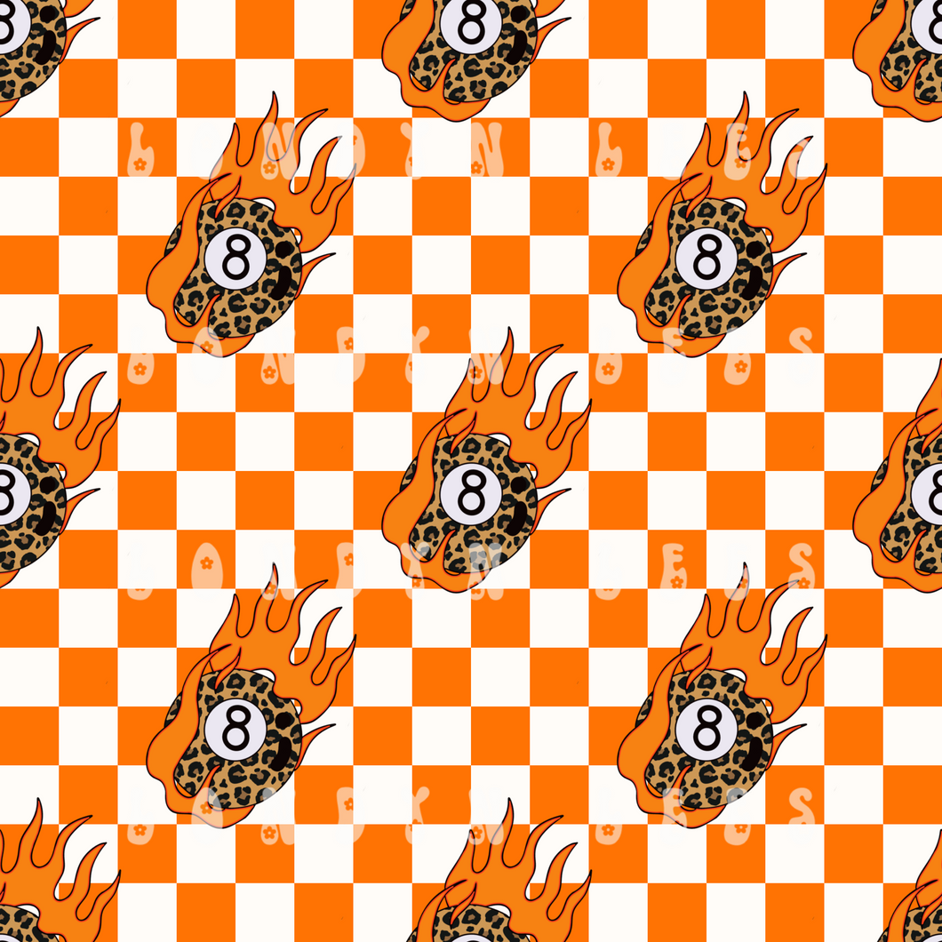 Flame 8 ball orange checkered