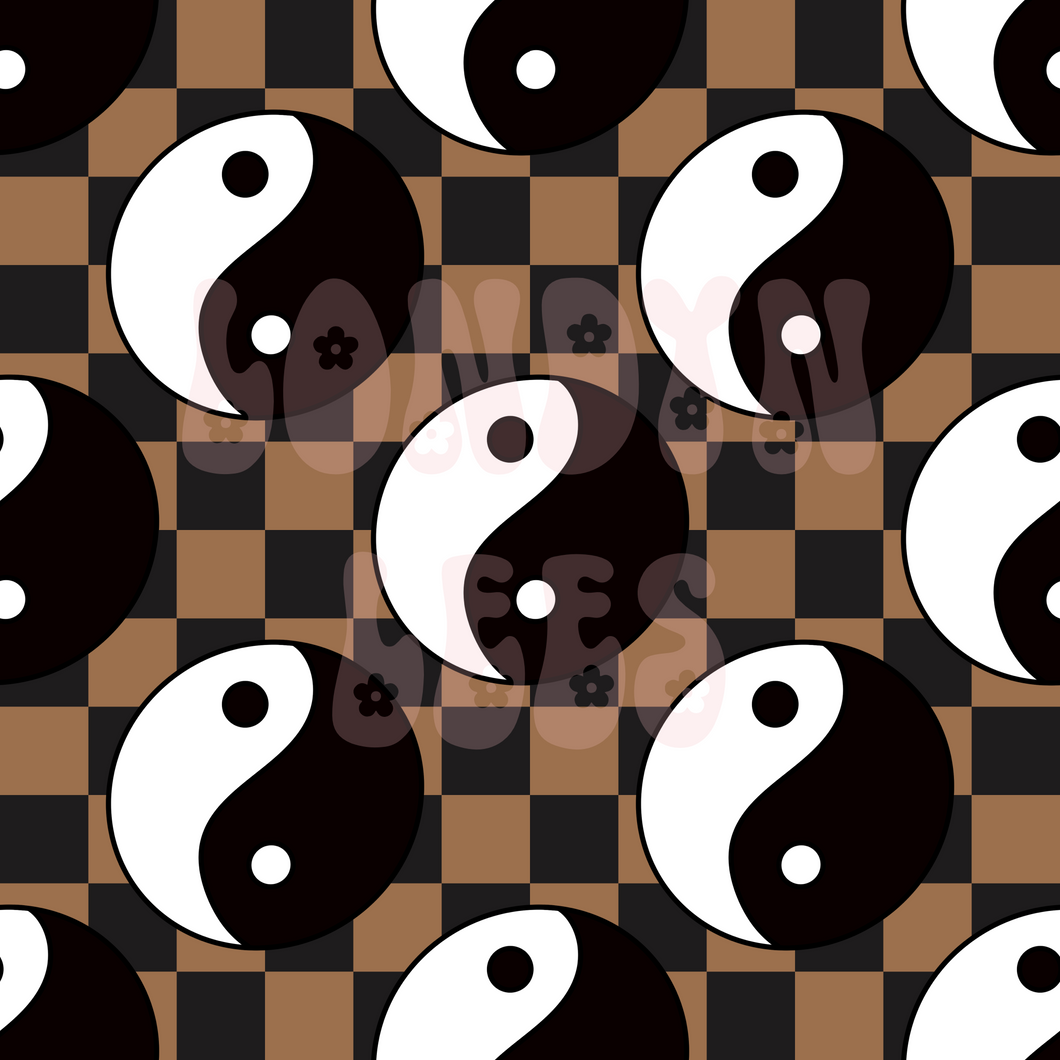 Brown checkered yinyangs
