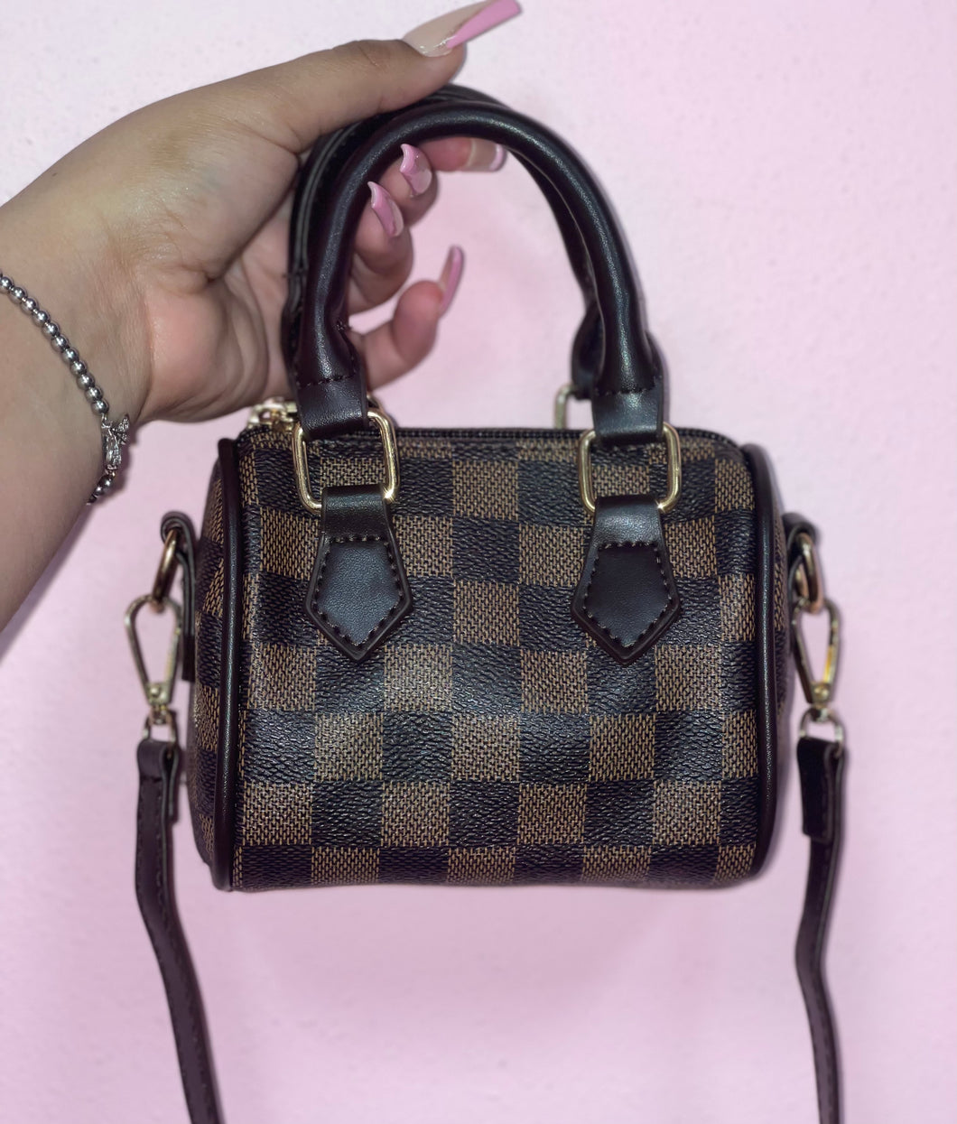 Checkered tote crossbody