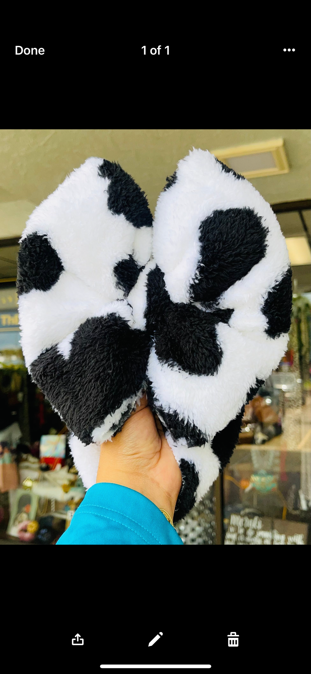 Cow print Sherpa bow