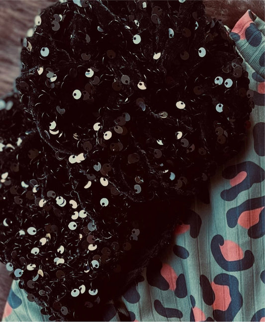 Black sequin bows