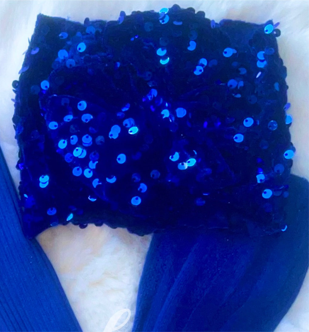 Blue sequin bows